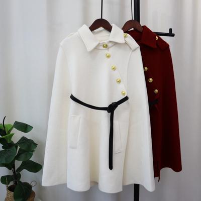 Autumn and Winter New Belt Knitted Double-sided Woolen Cloak Coat High-end Temperament Sweater Shawl Women