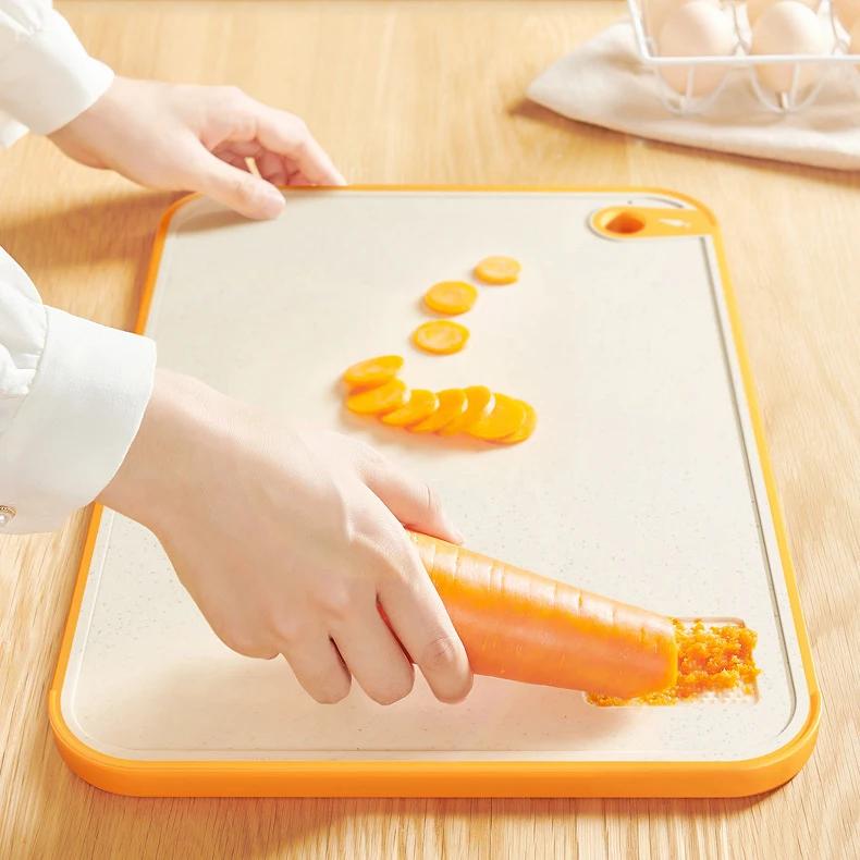 Household Double-Sided Cutting Board Antibacterial Anti-Mold Cutting Board Kitchen Fruit Knife Occupancy Board Wheat Case Board