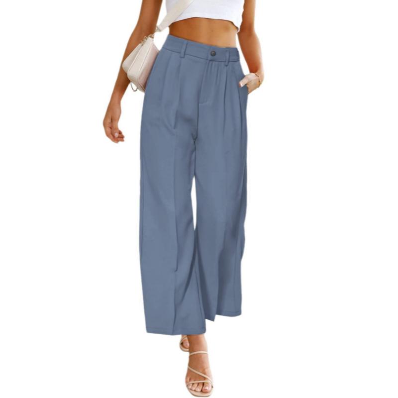 2026 New Women's Wide Leg Suit Pants, High Waist Button Front Office Trousers with Pockets, Spring Summer Work Pants