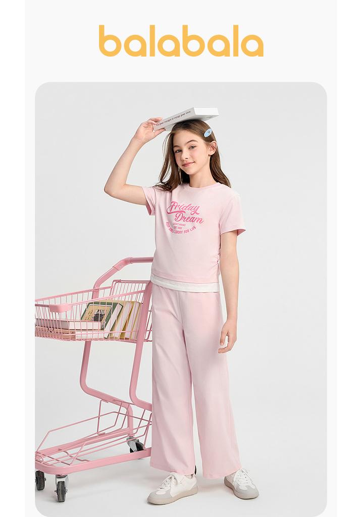Balabala Girls' Short Sleeve Set