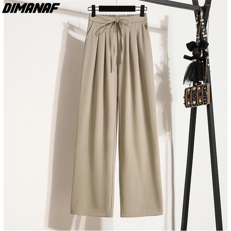 DIMANAF 2023 Summer Pants High Waist Women Straight Basic Pants Loose Casual Female Casual Trousers Pants 5XL