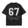Vintage Washed Tshirt Funny 67 Meme Gen Alpha Slang Skeletal Hands Cotton Tshirts  Hip Hop Tee Shirt For Man Beach Casual Tops