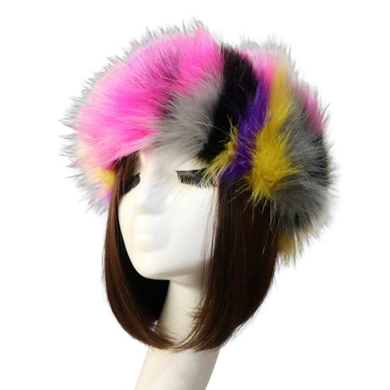 

Winter Women Hat Colorful Thickened Empty Top Short Plush Windproof Faux Fur No Brim Headband Headdress for Photograph фиолетовый