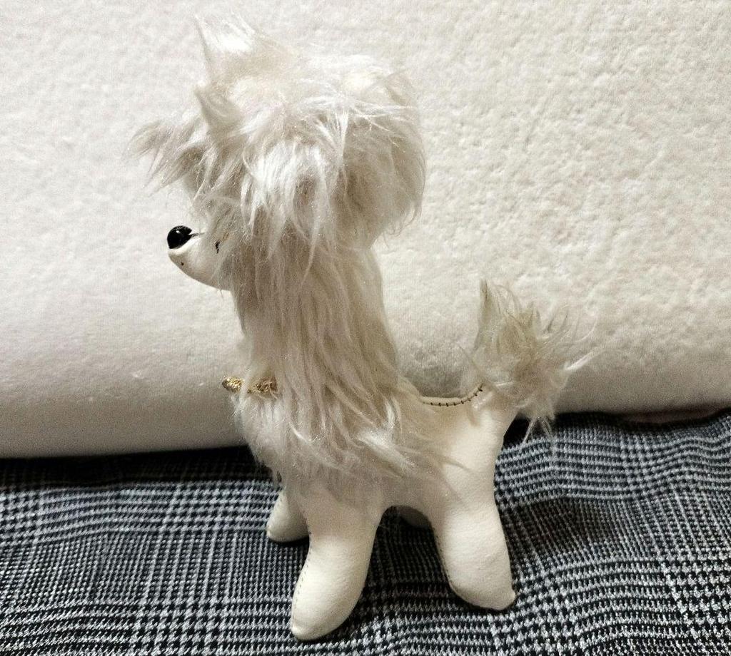 [USED] Vintage French genuine leather teddy bear toy poodle in excellent condition.