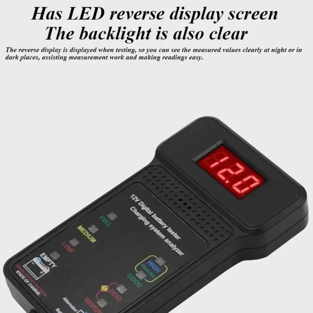 with Alligator Clips 12V Digital Battery Tester Automotive Cranking System Tester  Electrician Tool