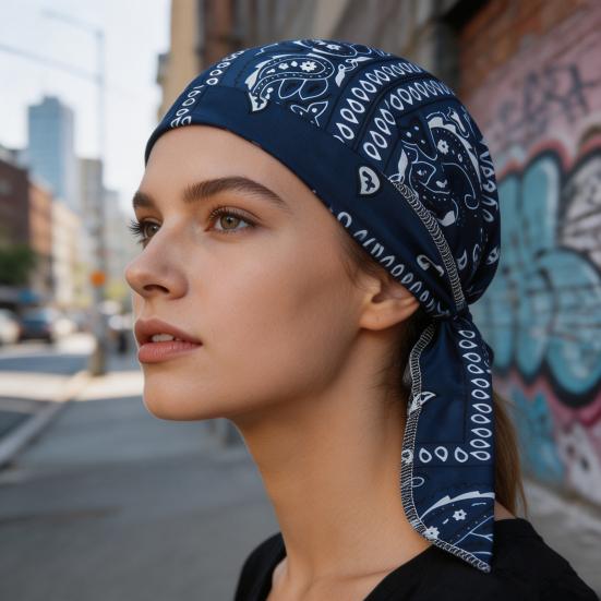 Cappello Turbante Rinfrescante Fantasia Paisley Vestibilità Elastica Cinghie Regolabili Foulard Cappello Tessuto Traspirante che Assorbe il Sudore Cappello da Ciclismo per Esterno