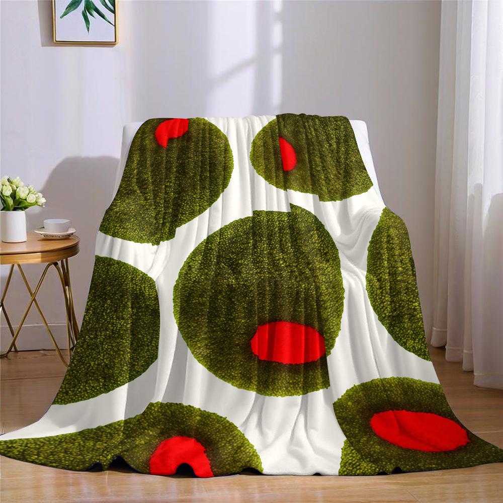 Olive Dot Flannel Blanket Warm Soft Halloween Christmas Couch Warm Cozy Decorative Decor Gift for All Season
