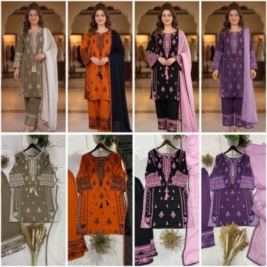 Elegant Embroidered 3-Piece Festive Kurta Pant Set