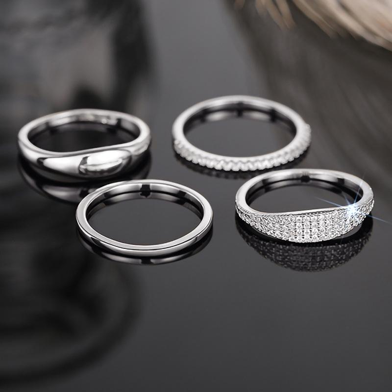 4Pcs Simple Plain Band Ring Set Minimalist Stackable Rings Gold Plated Fashion Jewelry for Women