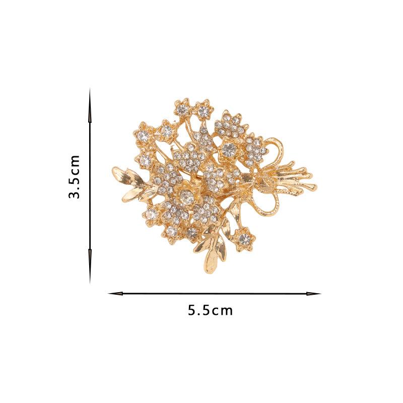 Luxury Brooches for Women Men Exquisite Crystal  Rhinestone Flower Bouquet Brooch Pin Wedding Party Banquet Jewelry Accessories