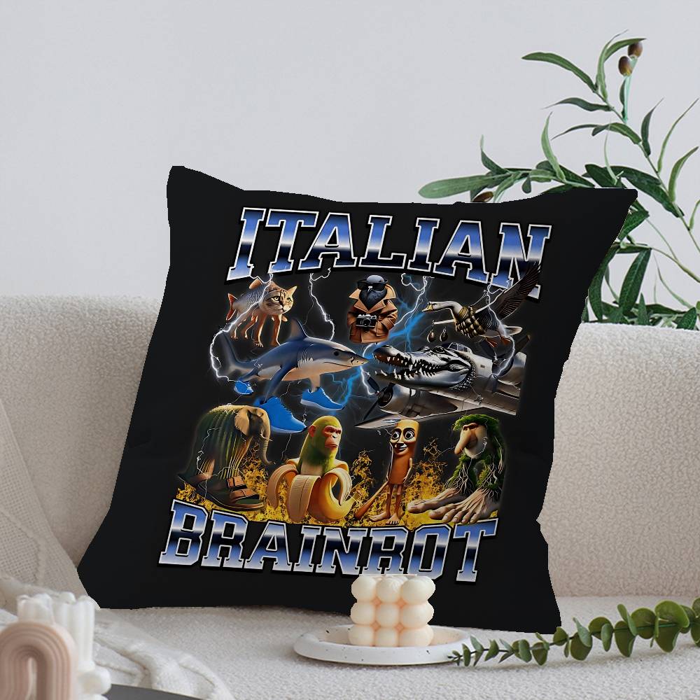 I-ITALIANS B-Brainrot Creative Animal Maple Design Cushion Cover Happy Autumn Harvest Decor Holiday Decorati Pillow Cover