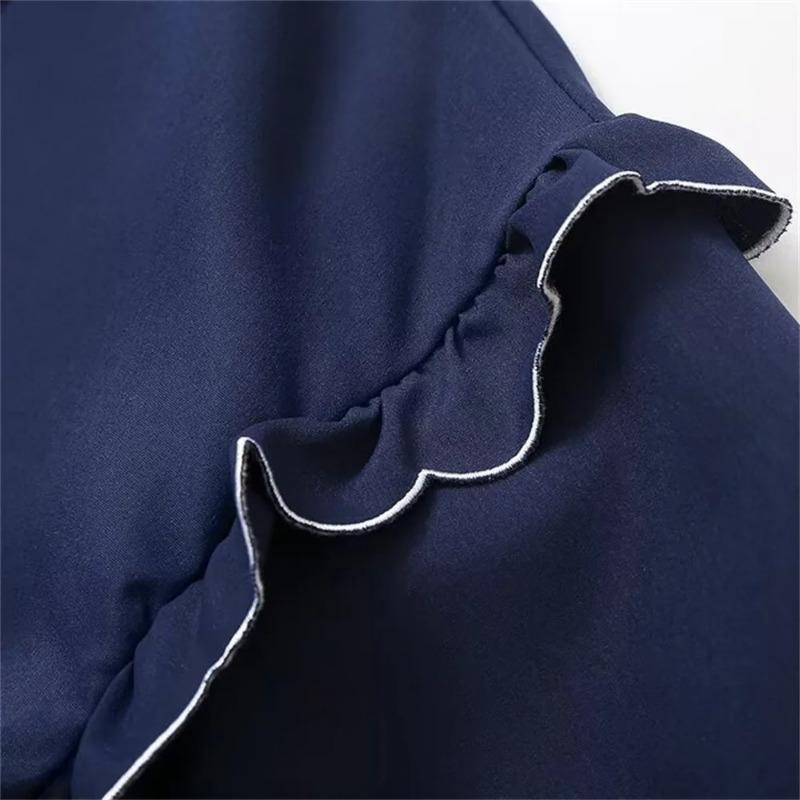 Wave Ruffles Lace Up Bow Shirts Women Spring Causal Loose V-neck Long Sleeve Blouses Lady Temperament Tops