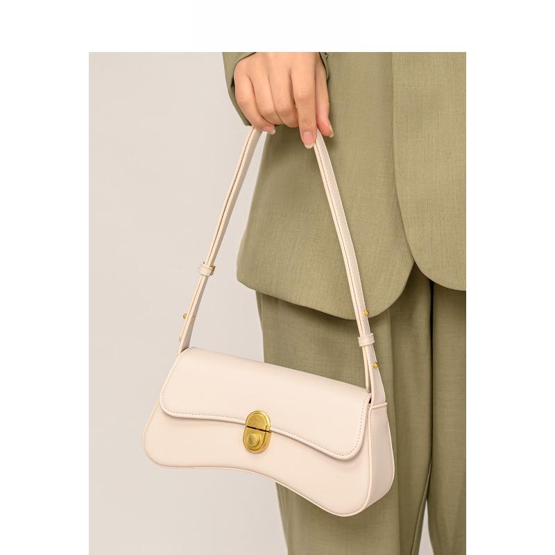 Uma Bolsa Baguete de Couro de Design Exclusivo para Ombro, Uma Bolsa Simples de Ombro Cruzado para o Dia a Dia