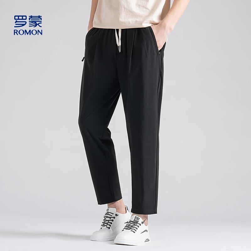 Luomeng Men's Summer Cool Feel Casual Capri Pants