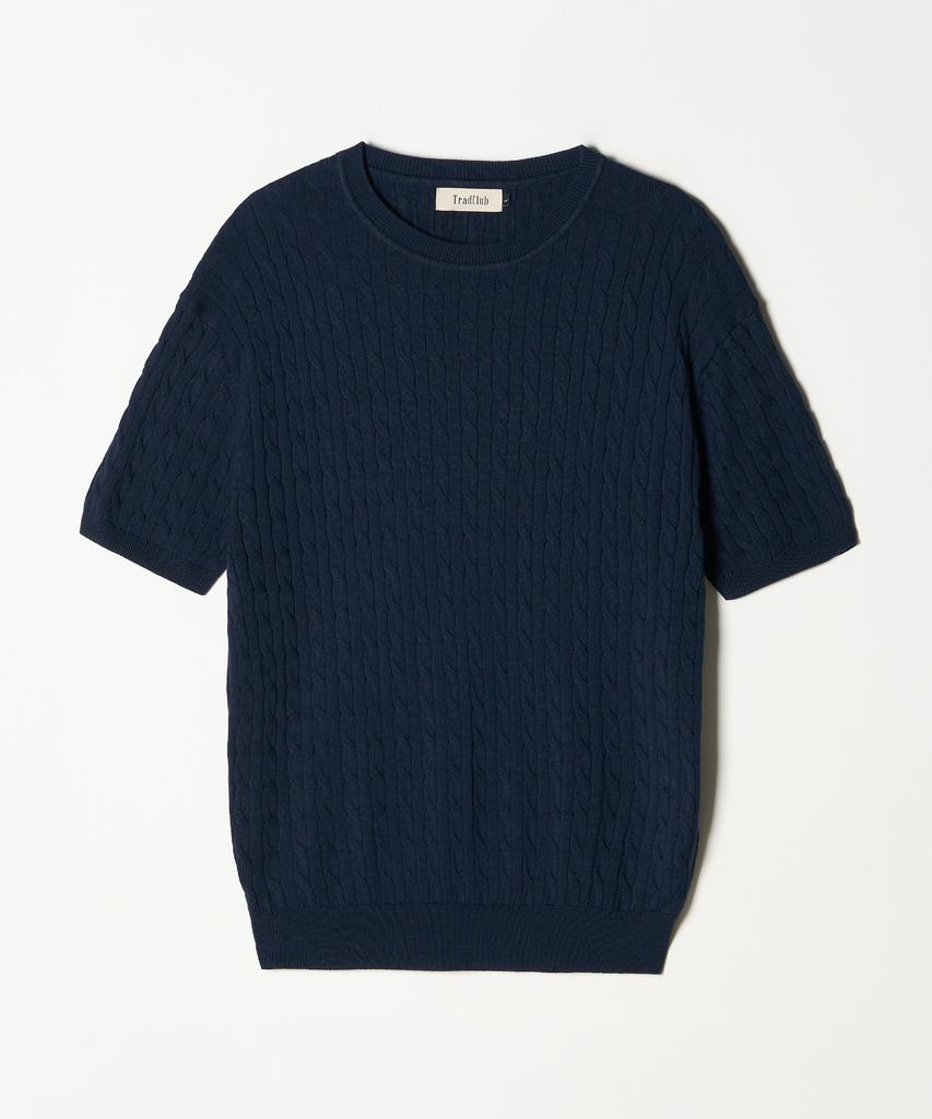 TRADCLUB Cable Round Short Sleeve Knit 7 Colors (Type A)