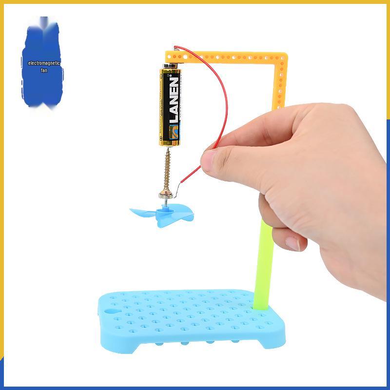 Handcrafted DIY Electromagnetic Rotating Fan Science Experiment Kit for Physics and Electromagnetism.