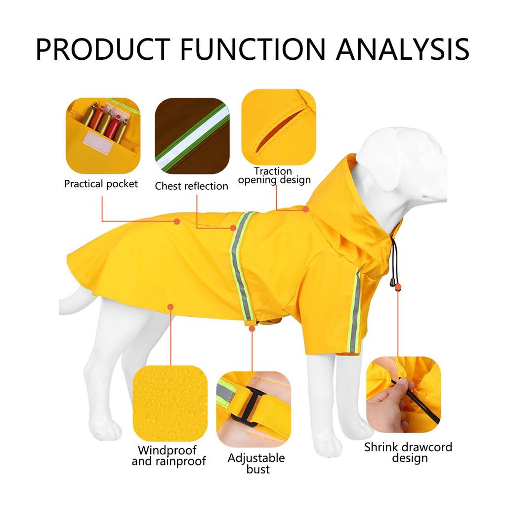 Large Dog Raincoat Corgi Cloak Style Puppy Waterproof Dog Clothes Reflective Pet Windproof Rainproof Hooded Raincoat for Dog