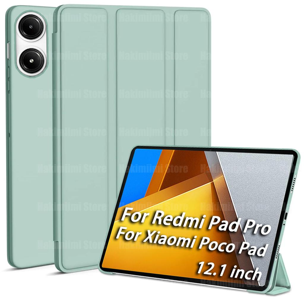 Tablet Case for Xiaomi Poco Pad (12.1 Inch) Thin Light Soft Triple Fold Auto Wake/Sleep Protective Cover for Redmi Pad Pro