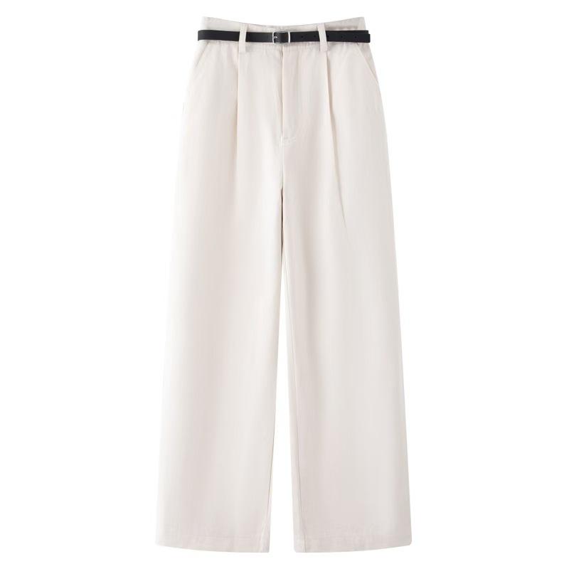 

2025 Spring Women s Off-White Versatile Straight & Wide Leg Casual Denim Jeans S грязно-белый