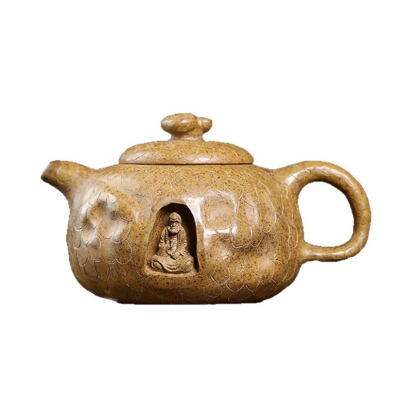 Yixing handmade purple clay teapot, raw ore, gold sand,tea pot, Kung Fu tea set 320ml