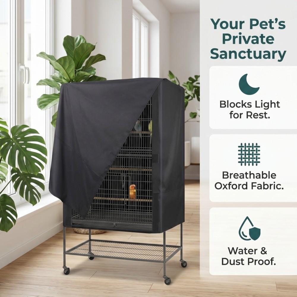 Light-Blocking Oxford Cloth Bird Cage Cover Ventilated Waterproof Bird Cage Cover Dustproof Washable Bird Cage Protective Hood