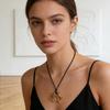 Sophisticated Panther Detail Necklace Enamel Accent Delicate Pendant Clavicle Chain Perfect For Evening Outfits