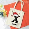Personalized Christmas Gift Bag Initial with Name Christmas Sack Alternative Stocking Filler Bags Xmas Eve Pouch Gift for Kids