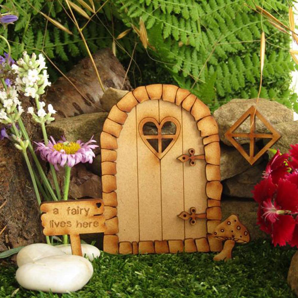 Süs Vintage Dekorasyon Minyatür Peri Elf Kapı Mikro Peyzaj Ahşap El Sanatları Dollhouse Bahçe