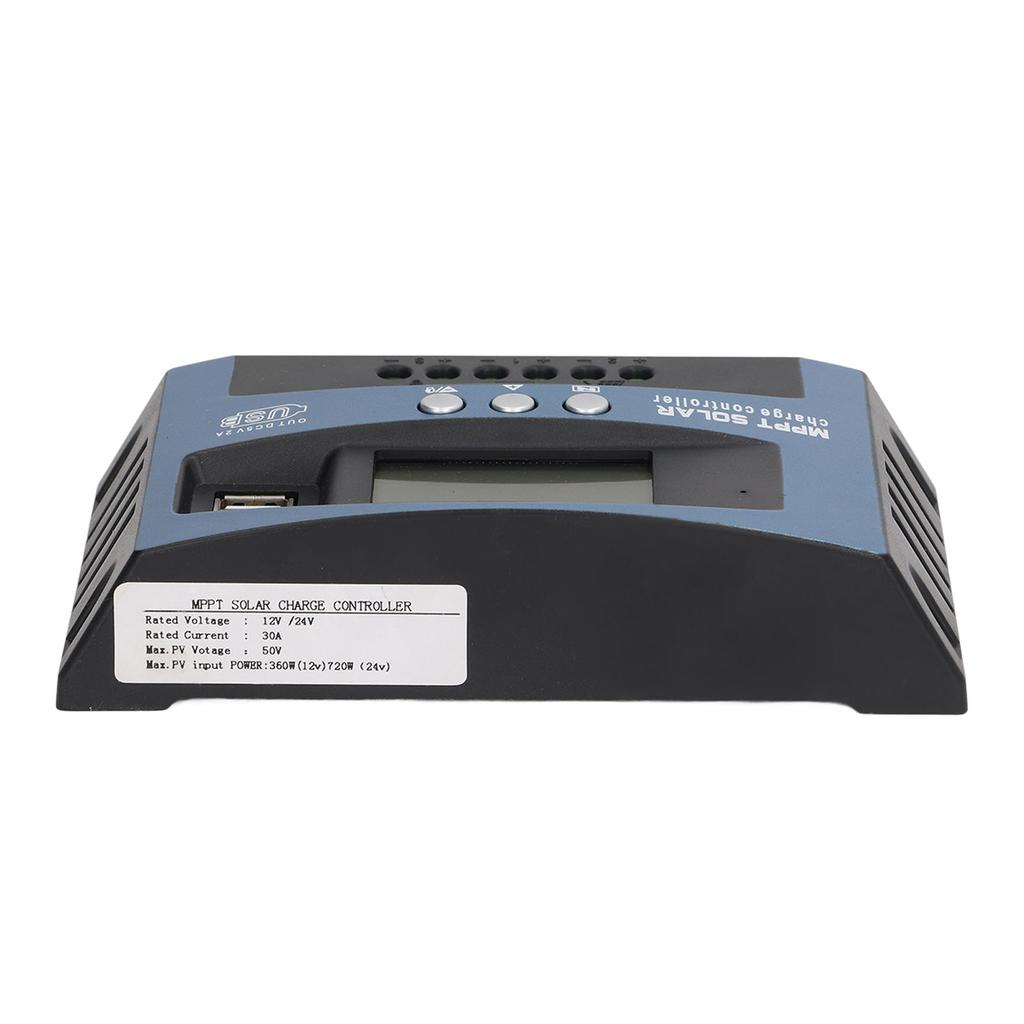PV Controller with Duel Voltage Regulator LCD Multiple Protection MPPT Solar Panel Controller 12V 24V 30A