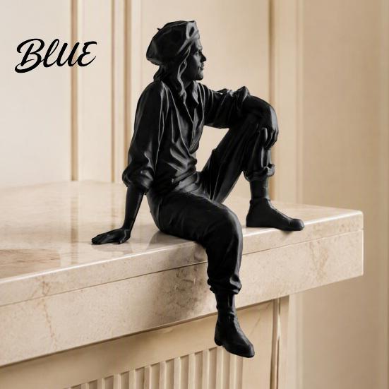 Minimalist Resin Art Crafts 3D Printed Resting Traveler Figurine Edge Sitting Sculpture Decor Decorative Placement Figurines Artistic Desktop