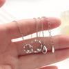 Copper Double Loop Chain Necklace With Geometric Pendant For Women