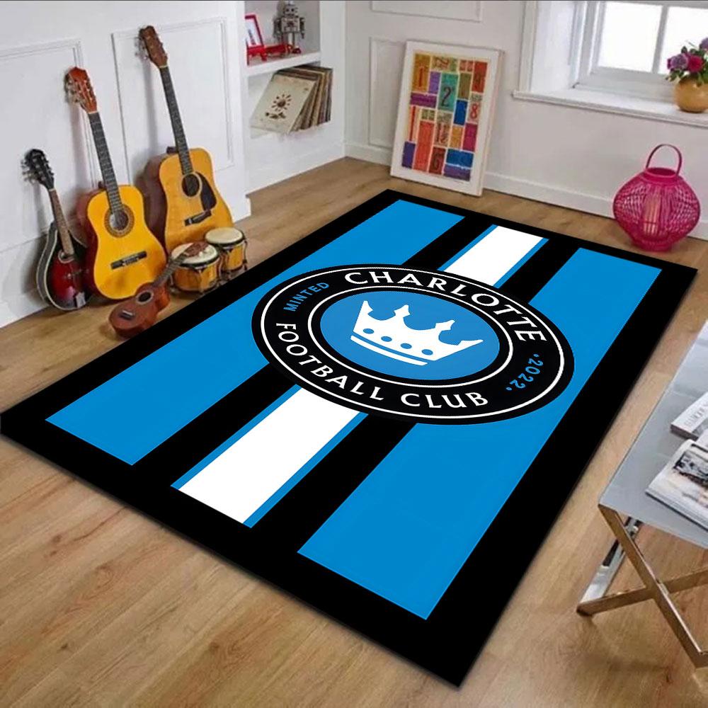 Charlotte FC Logo Design Patterned carpet, non slip mat suitable for living room and bedroom sofas