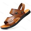 Men's Casual Sandals Summer New Breathable Fashion Outdoors Beach Shoes Anti-slip Open-toe Double-sided Soft Leather Slippers
