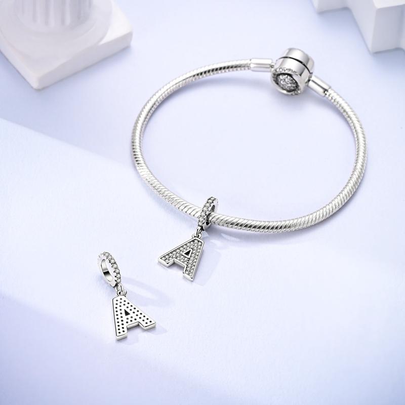 Original A-Z Beads 100% Copper 26 Letter Charms Fitoriginal Bracelet Diy Jewelry Making Women Gift