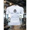 Men's Compression Shirt Quick Dry White Gym T-Shirt Black Skull Print Workout Sportswear