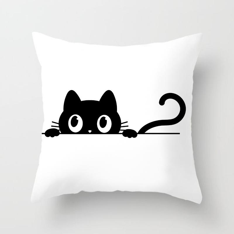 Skull Cat Black Home Decor Cushion Cover Naughty Sofa Car Decoration 45x45cm Pillowcase Square Polyester