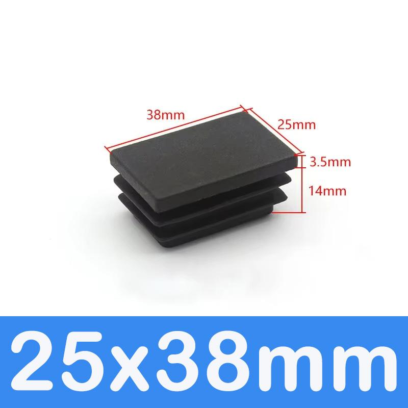 Rechthoekige Buis Dop Inzetstukken Zwart Plastic Afsluitdoppen 10x15mm-60x100mm Meubels Tafels Stoelen Voetdoppen