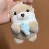 Cute Otters Holding Fish Plush Doll Keyrings Lightweight Hanging Pendant Props For School Bag Key Wallet Doll Toy Gifts 11cm