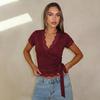 2025 Summer Women's Fashion Lace Patchwork Long Sleeve Top