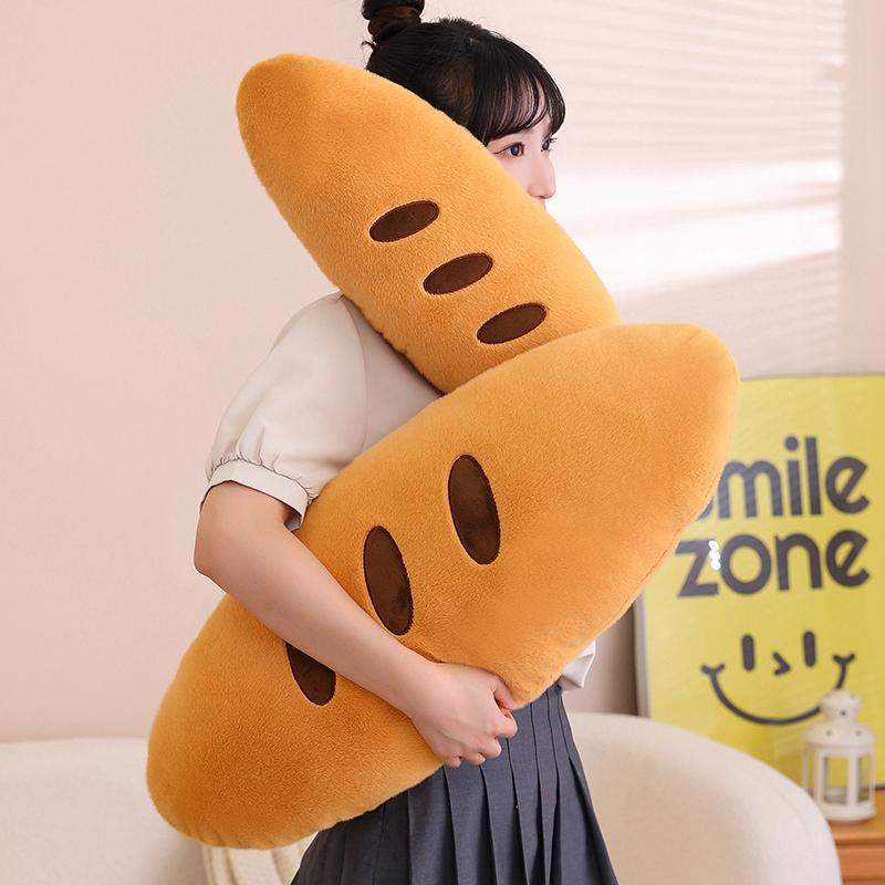 Non-Toxic Cute Bread Shaped Plush Toys Long Pillow Stuffed Soft Cushion Sleeping Dolls Food Theme Christmas Gift Ideas