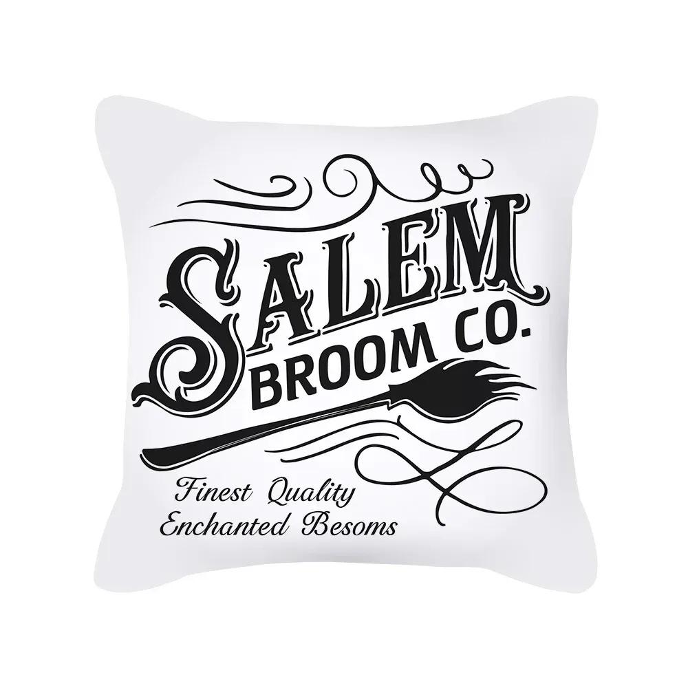 Funny Halloween Decorative Pillowcase Pumpkin Skull Print Sofa Cushion Cover Suitable for Home Room Decoration 45x45cm