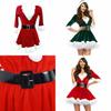 Festliches Weihnachtsmannkostüm für Damen und Mädchen mit weichem Samt und Kunstpelzbesatz