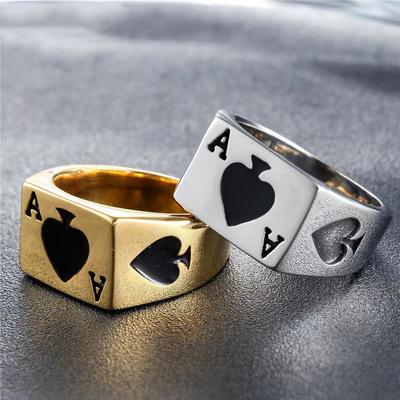 Cool Mens Biker Casino Lucky Poker Ring Jewelry Men Stainless Steel Size 7-15