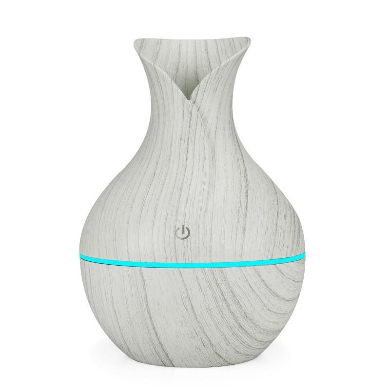 Wood Grain Ultrasonic Humidifier: Large Fog, Colorful LED, Silent Aromatherapy, USB-Powered