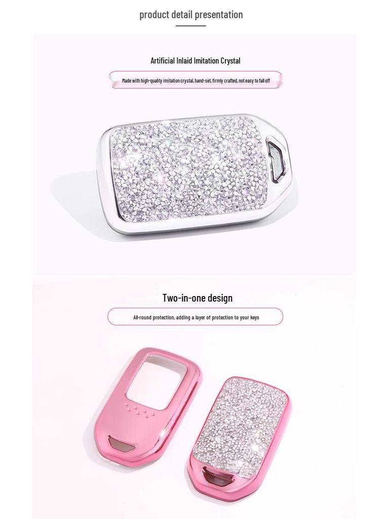 KAKTUS Diamond-Studded Rhinestone Key Case for Honda Crider, Accord, CRV, Civic, Fit