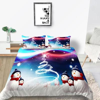3D Digital Printing Quilt Cover Pillowcase Two Or Three Piece Set Christmas Gift Polyester