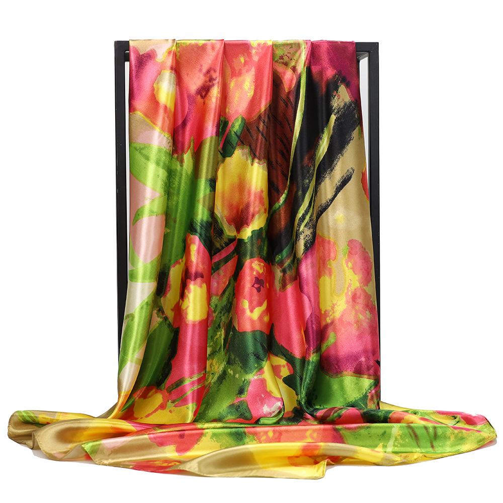 

Высококачественные роскошные шелковые шарфы, повязка на голову, шарфы, шейный шарф для женщин, шелковый шарф с цепочкой, женская декоративная шаль 90*90cm