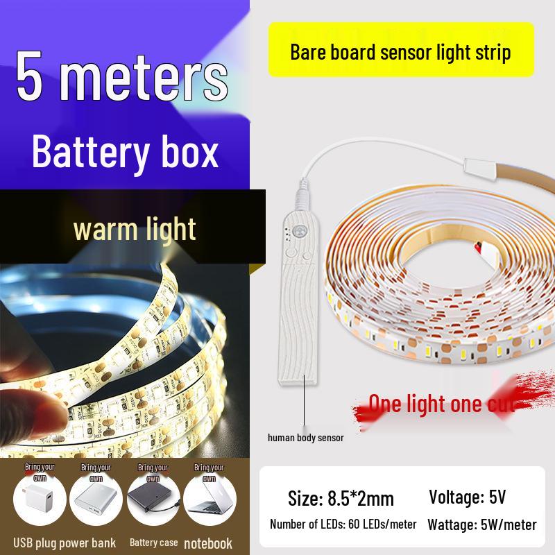 USB Rechargeable Motion Sensor LED Strip Light: Ultra-thin, Self-Adhesive, Wireless Night Lighting