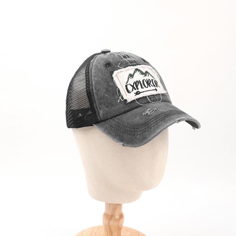 Breathable Embroidered Letter Mesh Cap With Adjustable Fit For Outdoor Sun Protection