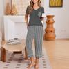 Women's Casual Printed Round Neck Loose Fit Short Sleeve Set with Pants 2 Piece Outfit
